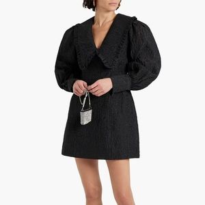 NWT Ganni Ruffle-trimmed cloqué mini dress